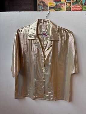 HB Metallic Gold Button-Down Shirt